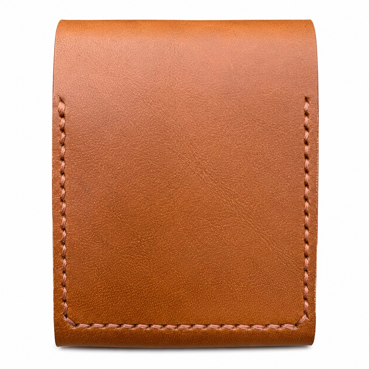 Back view of Rox & Oak Snap Pro chestnut brown vegetable tanned leather wallet