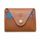 Rox & Oak Stitchless V1 chestnut brown leather wallet with snap closure