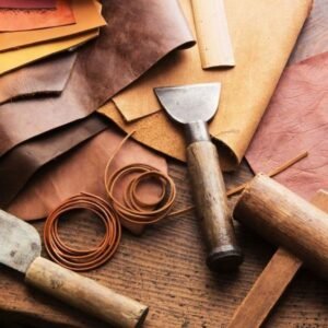 leather work shop with tools